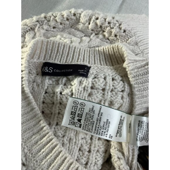 M&S Collection- Cable Knit Crew Neck Knitted Vest / Jumper - Large - Picture 4 of 4